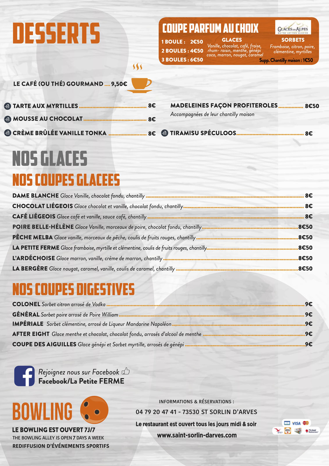 CARTE DU SOIR DESSERT 2026